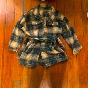 Lighty used plaid jacket nice and warm with belt almost NEW